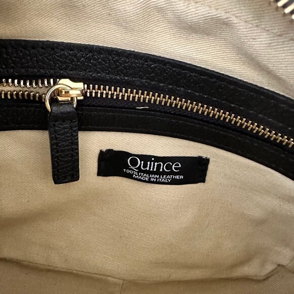 Quince Italian Leather & Raffia Crossbody Bag, Black and Natural - Picture 4 of 11